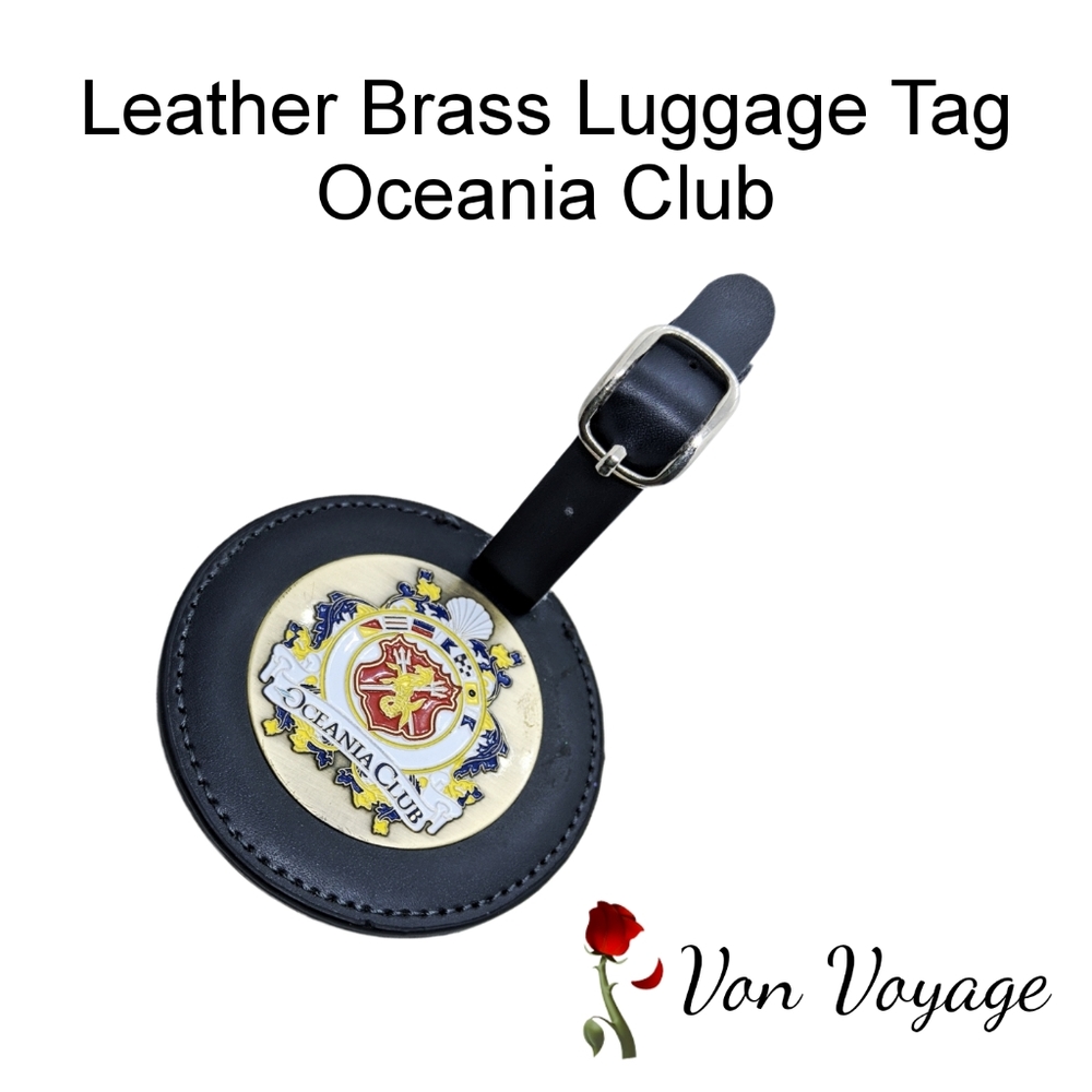 Leather Brass Luggage Tag Oceania Club